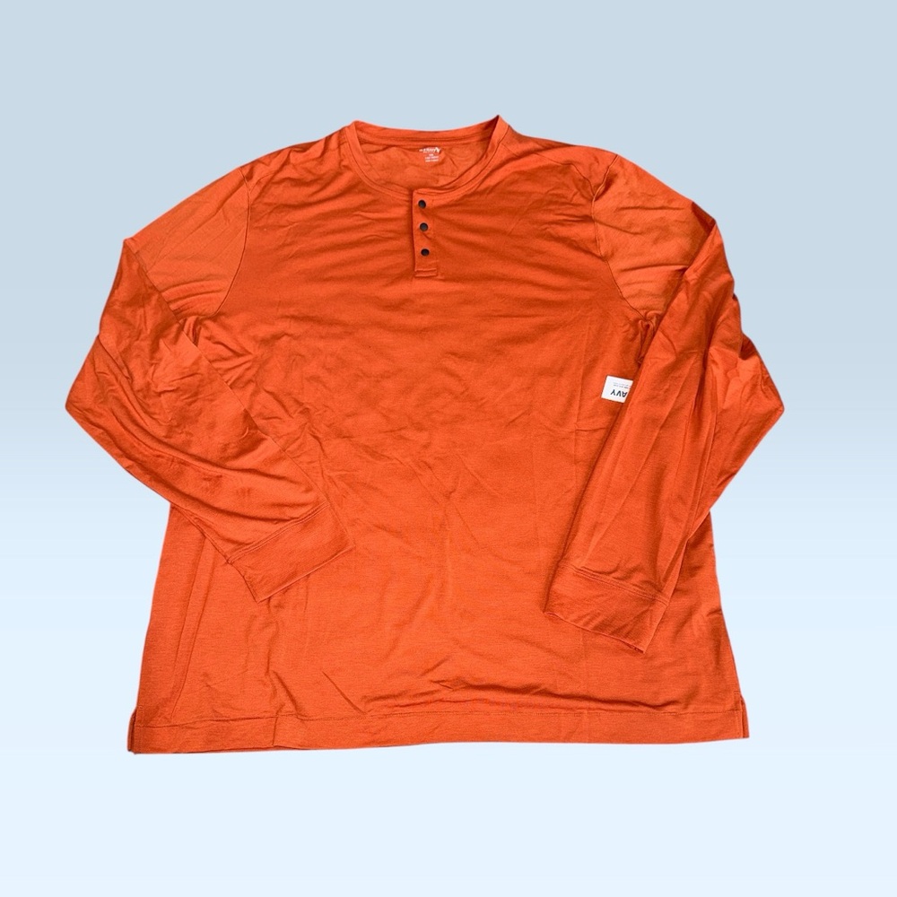 Old Navy Men's Long Sleeve Orange Henley (XXL) NEW